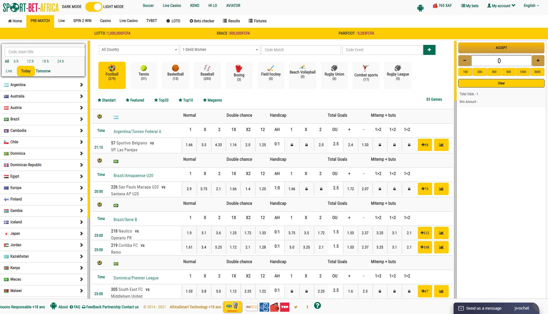 Xbetting System Pre-Match